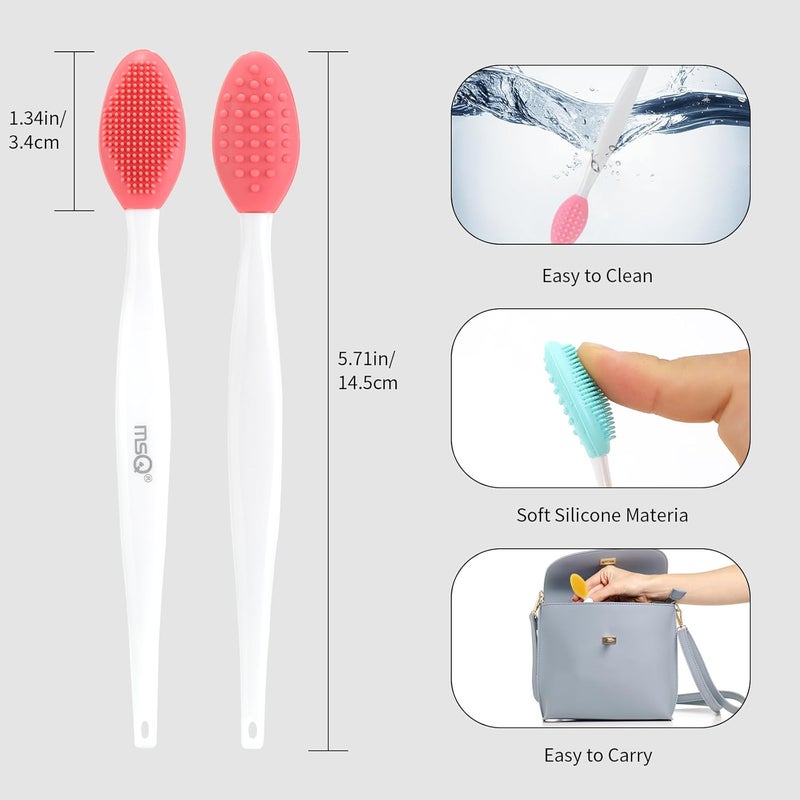 MSQ 5 PCS Lip Scrub Brush, Double-end Silicone Nose Clean Brush Lip Exfoliating Brush for Men Women Double-Sided Soft ​Lip Brush for ​Smoth Lip Appearance - Image 4